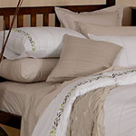 Bedlinen white and embroiderey textile design