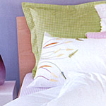 Bedlinen white and embroiderey celyon textile design