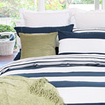 Bedlinen Stripes Thames Navy textile design